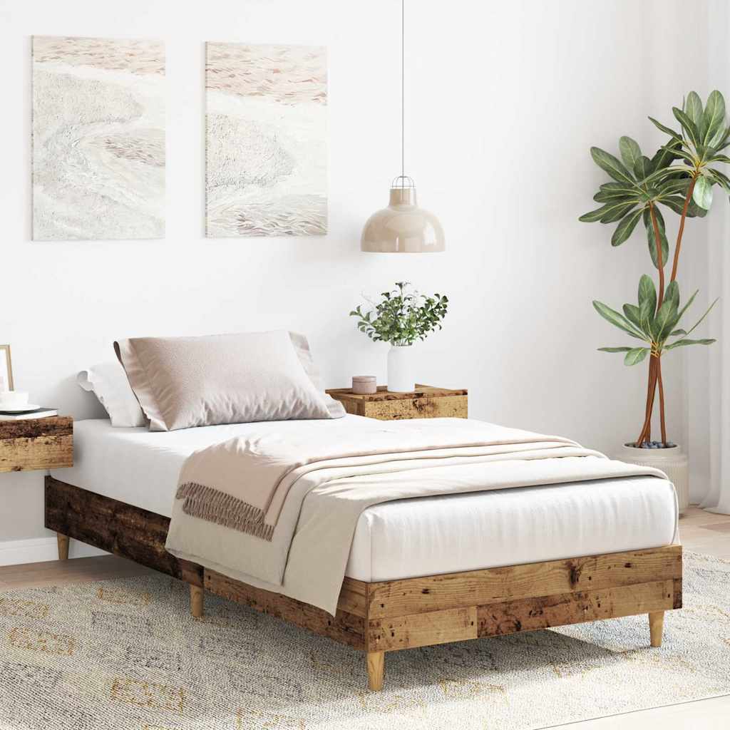 antik fa szerelt fa ágykeret matrac nélkül 90x200 cm