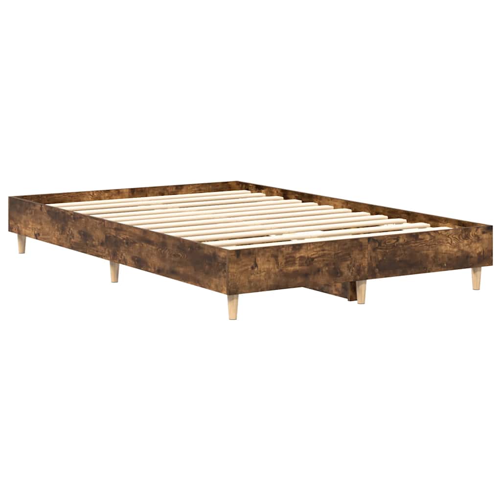 füstös tölgy színű szerelt fa ágykeret matrac nélkül 140x190 cm