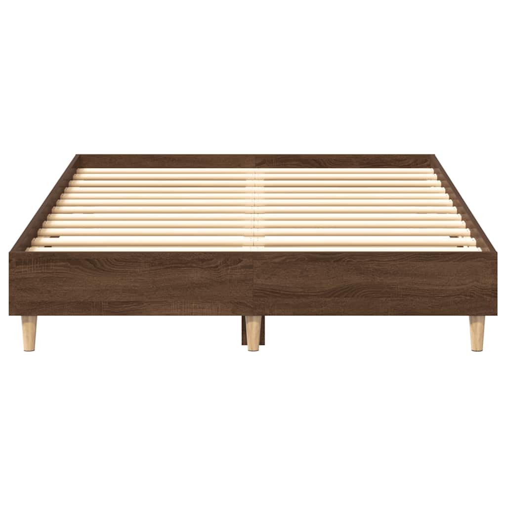 barna tölgy színű szerelt fa ágykeret matrac nélkül 140x190 cm
