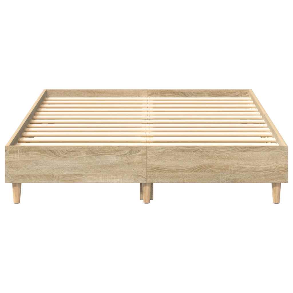 sonoma tölgyszínű szerelt fa ágykeret matrac nélkül 135 x 190cm