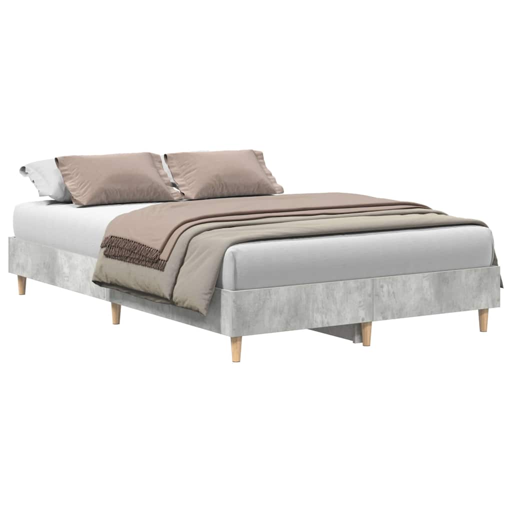 betonszürke szerelt fa ágykeret matrac nélkül 135 x 190 cm