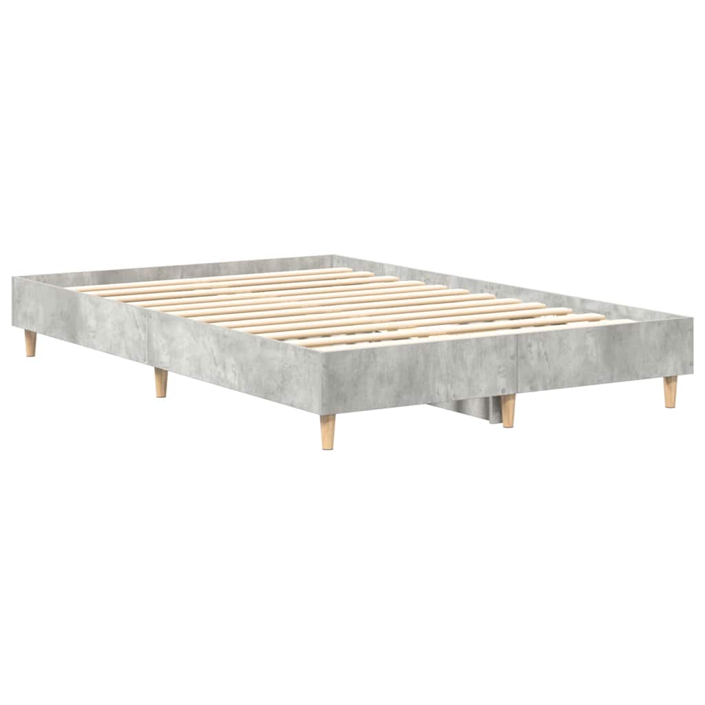 betonszürke szerelt fa ágykeret matrac nélkül 135 x 190 cm