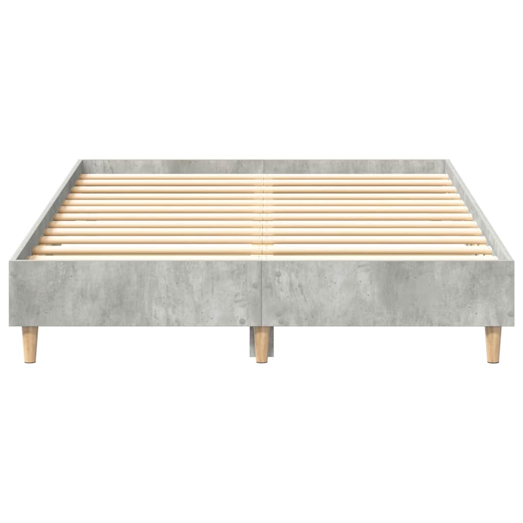 betonszürke szerelt fa ágykeret matrac nélkül 135 x 190 cm