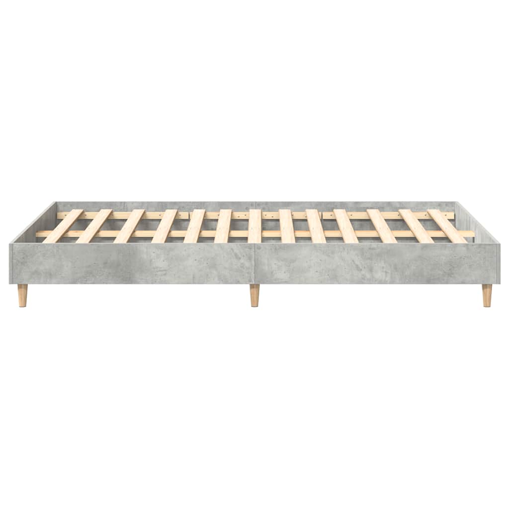 betonszürke szerelt fa ágykeret matrac nélkül 135 x 190 cm