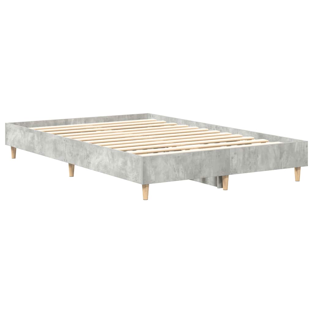 betonszürke szerelt fa ágykeret matrac nélkül 135 x 190 cm