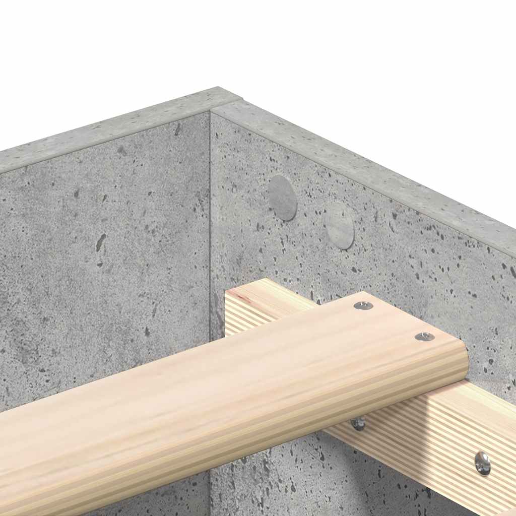 betonszürke szerelt fa ágykeret matrac nélkül 135 x 190 cm