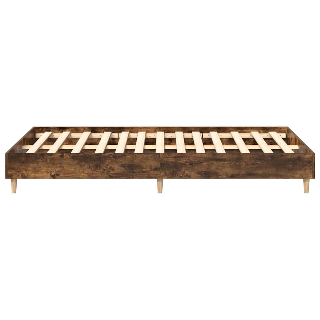 füstös tölgy színű szerelt fa ágykeret matrac nélkül 135x190 cm