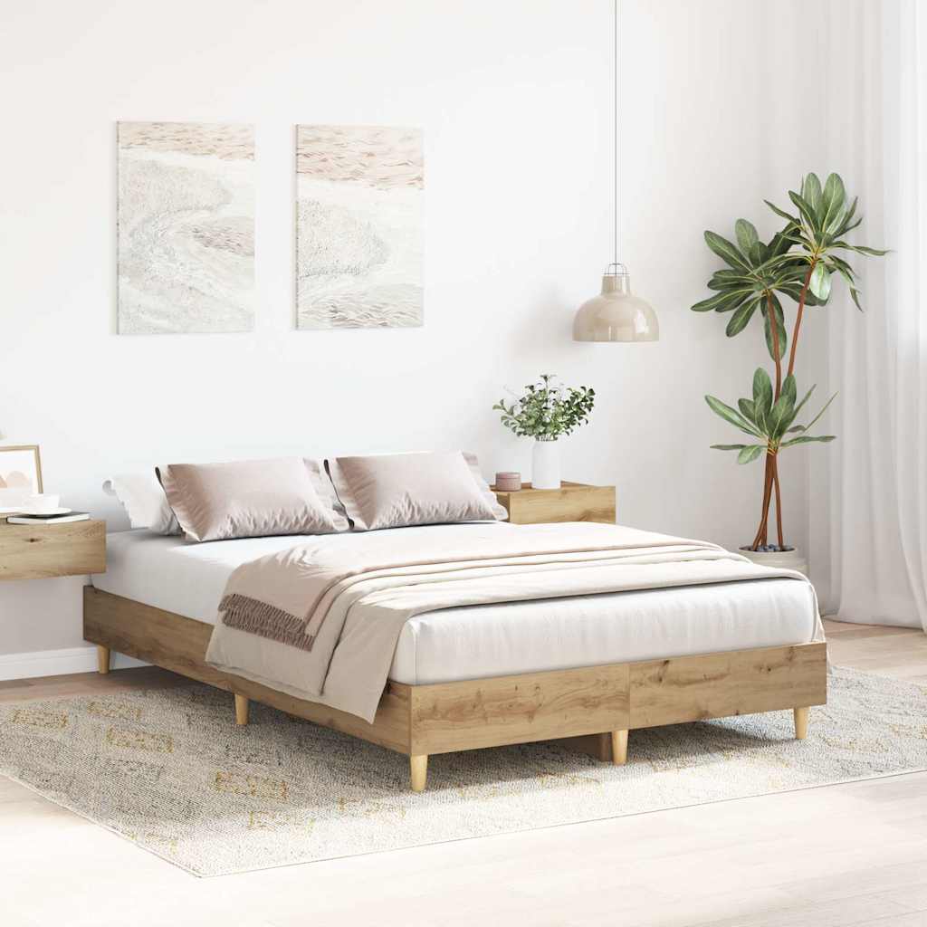 kézműves tölgy szerelt fa ágykeret matrac nélkül 135x190 cm