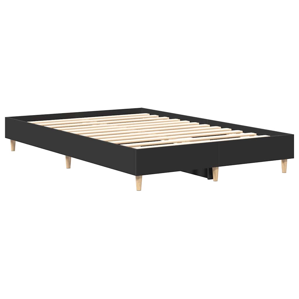 fekete szerelt fa ágykeret matrac nélkül 120 x 190 cm