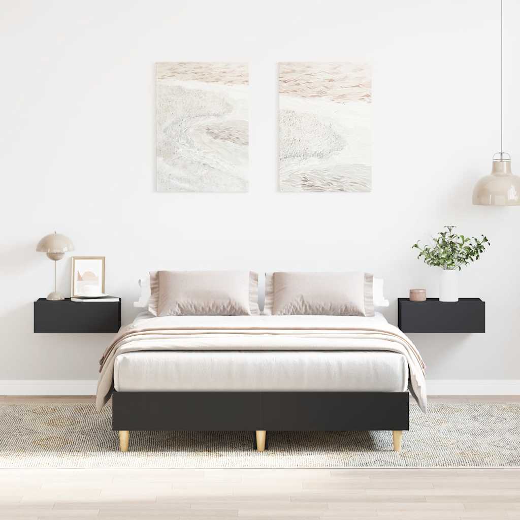 fekete szerelt fa ágykeret matrac nélkül 120 x 190 cm