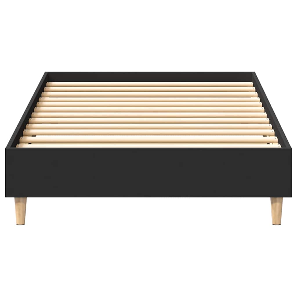 fekete szerelt fa ágykeret matrac nélkül 90 x 190 cm