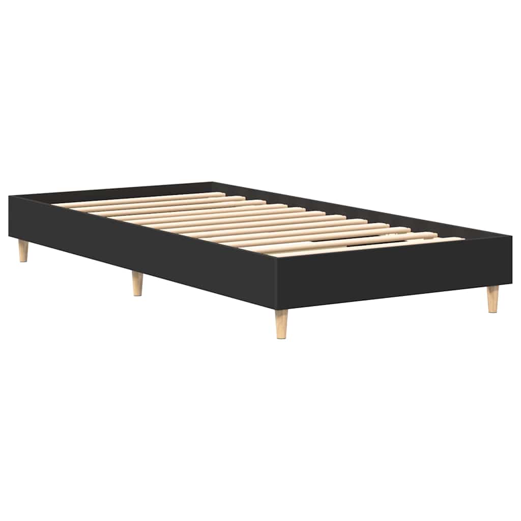 fekete szerelt fa ágykeret matrac nélkül 90 x 190 cm