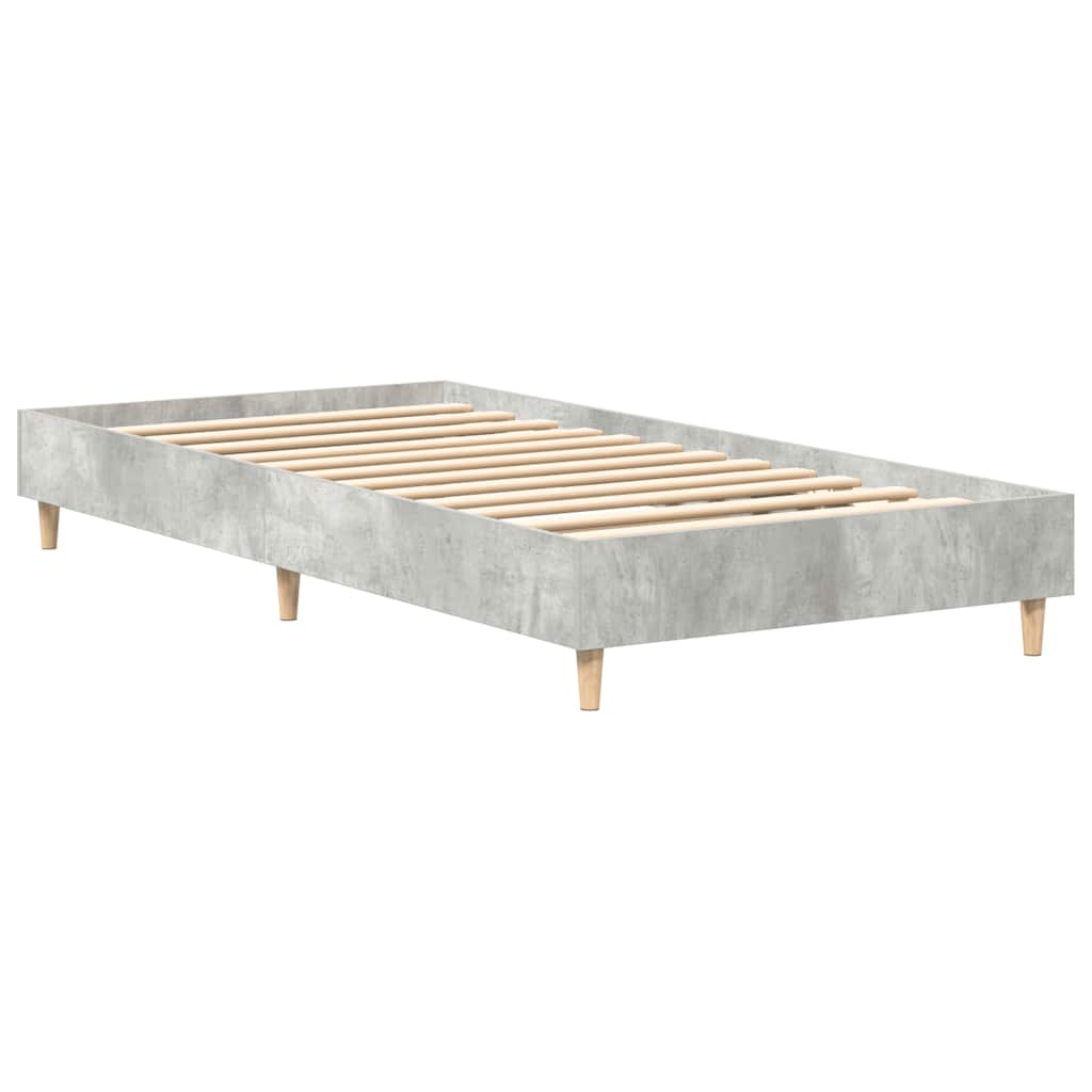 betonszürke szerelt fa ágykeret matrac nélkül 90 x 190 cm