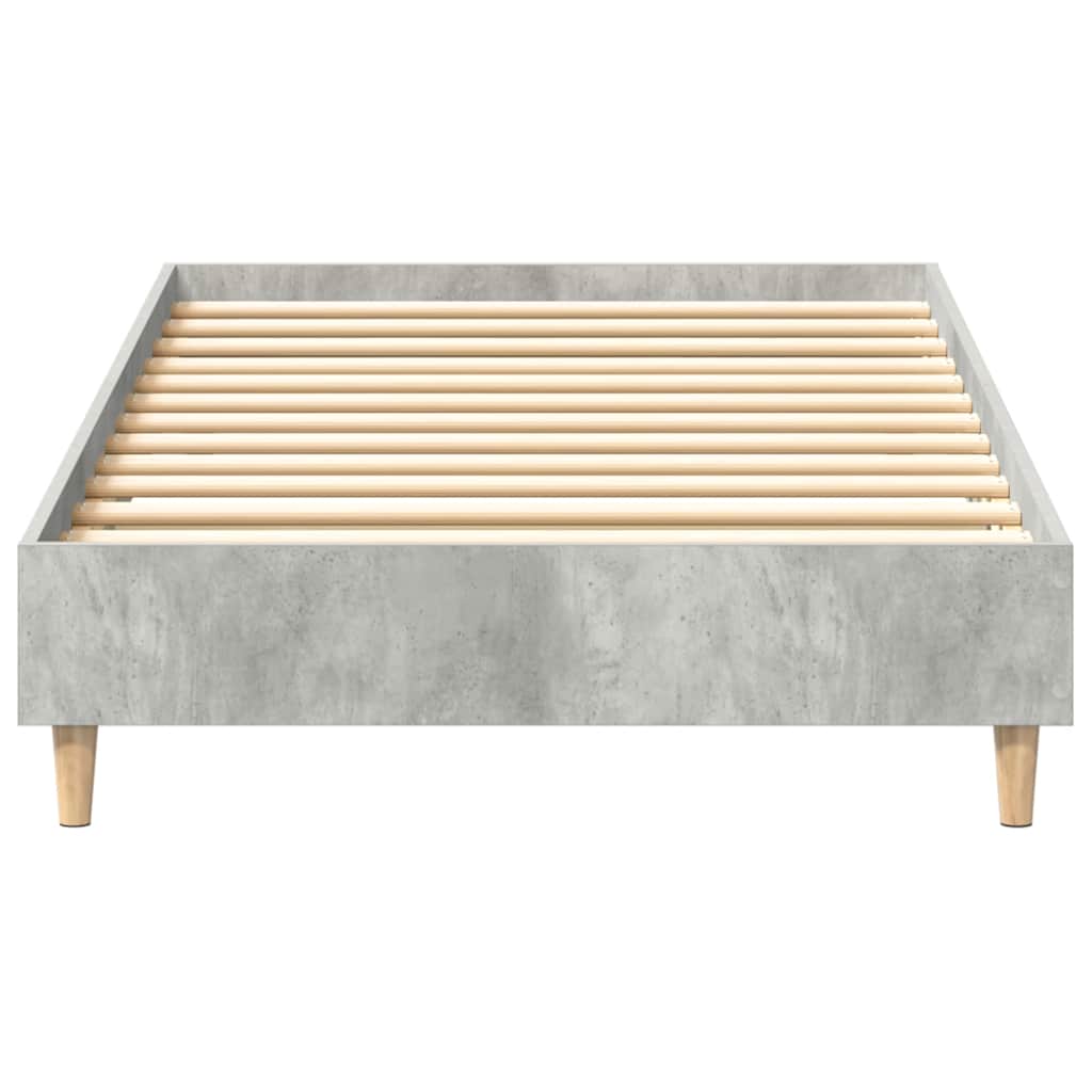 betonszürke szerelt fa ágykeret matrac nélkül 90 x 190 cm