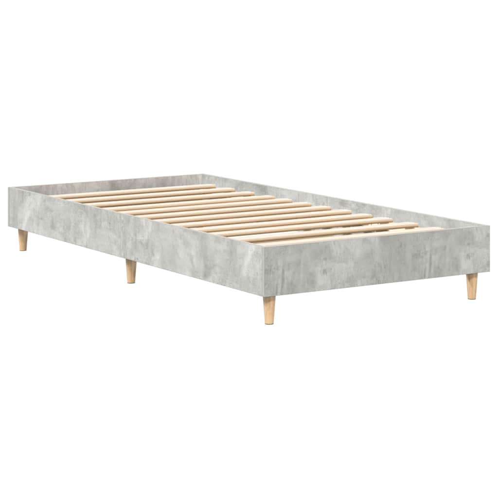 betonszürke szerelt fa ágykeret matrac nélkül 90 x 190 cm