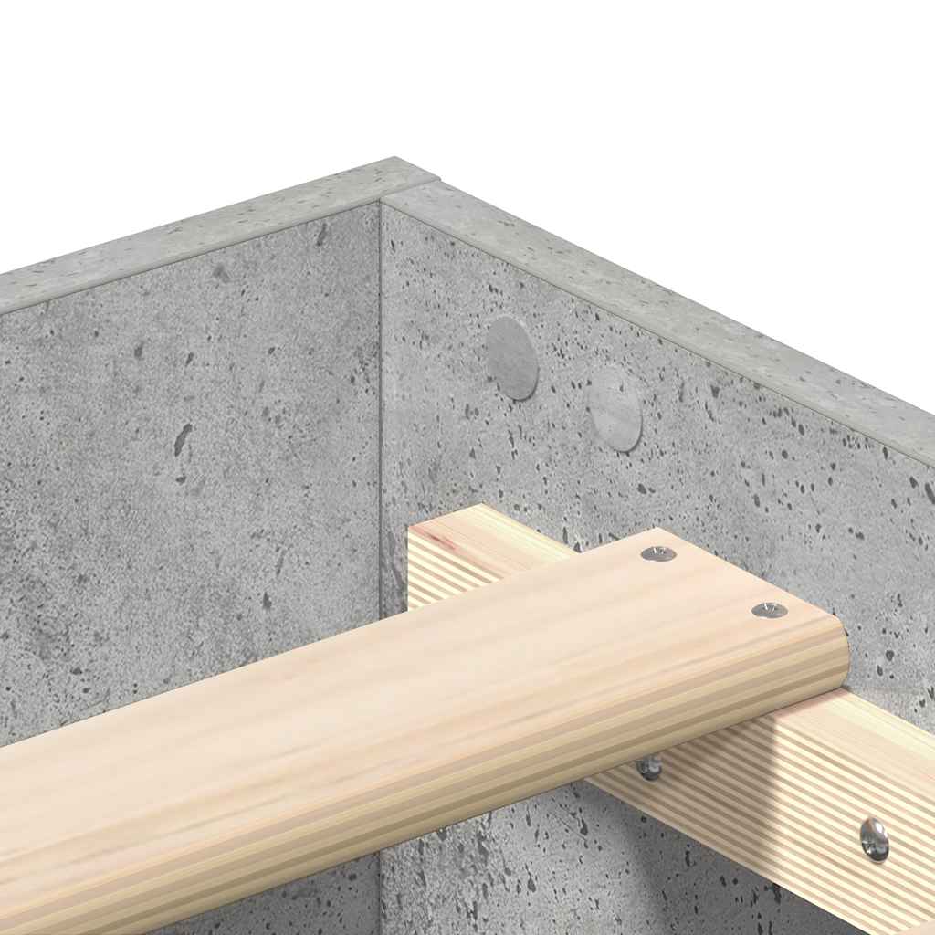 betonszürke szerelt fa ágykeret matrac nélkül 90 x 190 cm