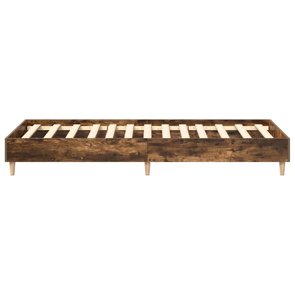 füstös tölgy színű szerelt fa ágykeret matrac nélkül 90x190 cm