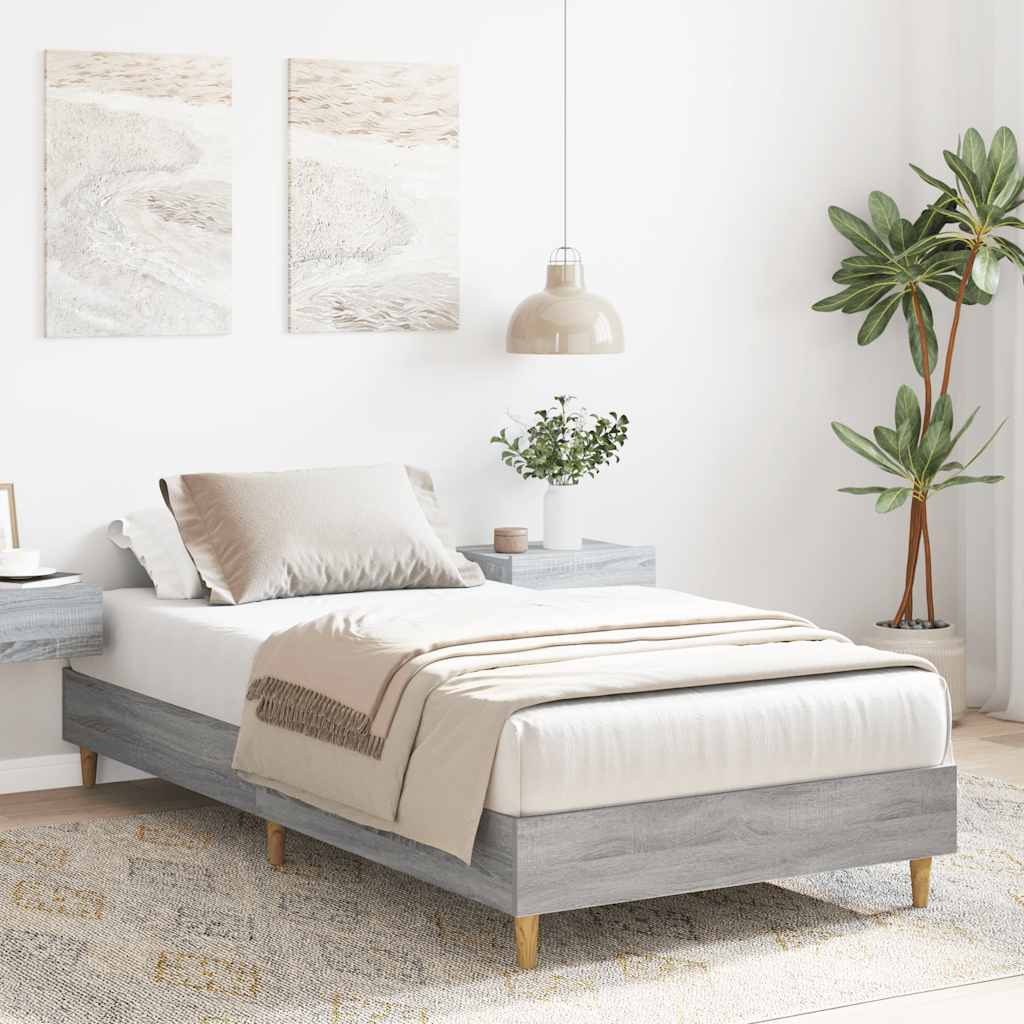 sonoma tölgyszínű szerelt fa ágykeret matrac nélkül 90 x 190 cm