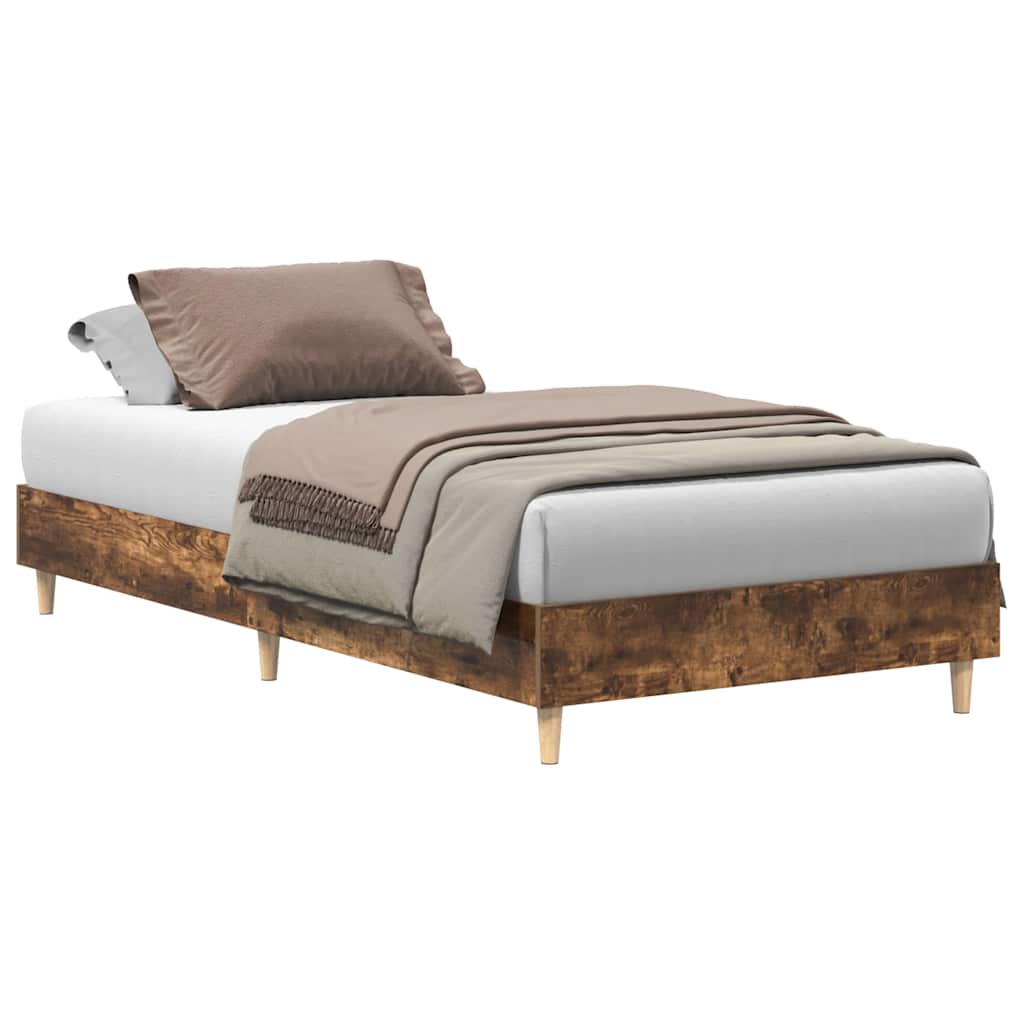 füstös tölgy színű szerelt fa ágykeret matrac nélkül 75x190 cm