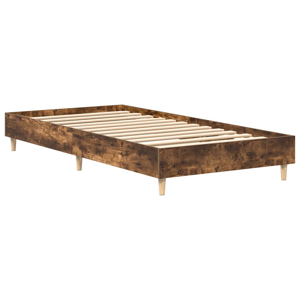 füstös tölgy színű szerelt fa ágykeret matrac nélkül 75x190 cm