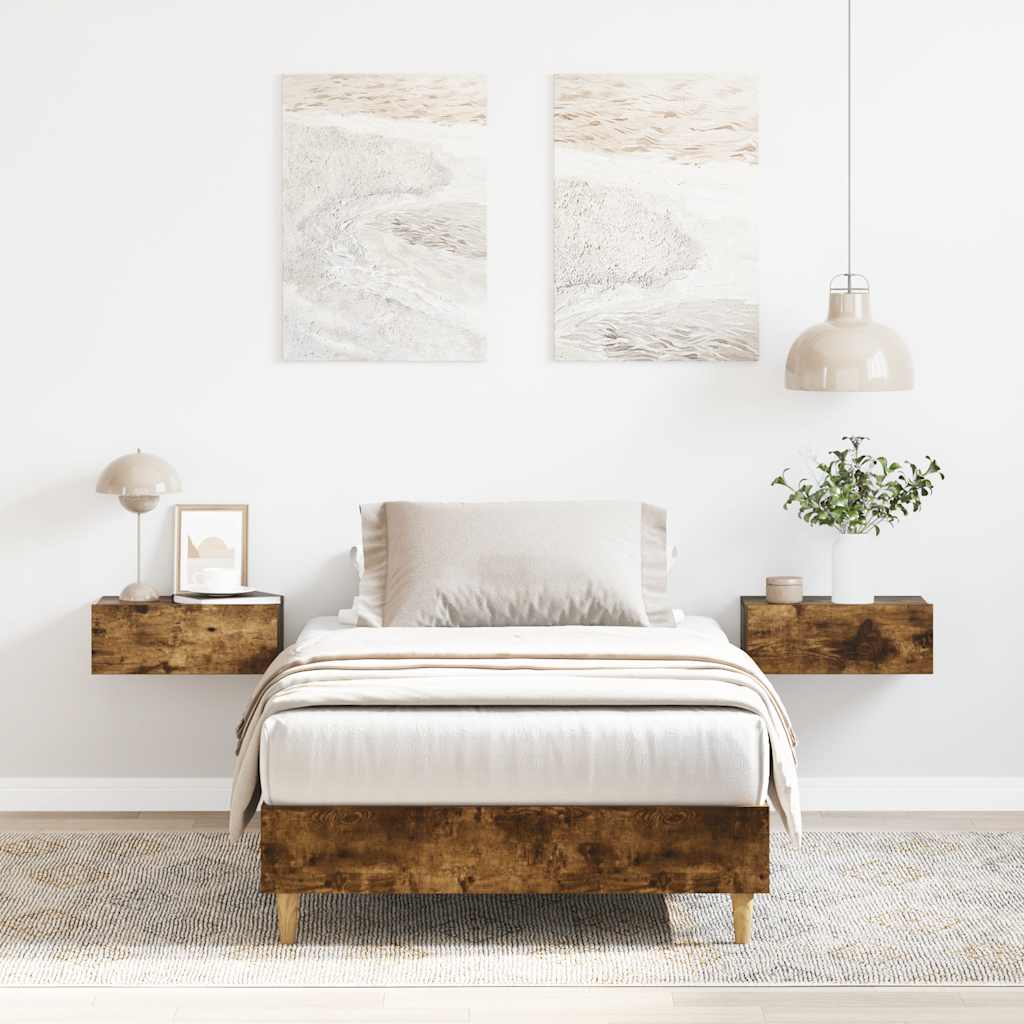 füstös tölgy színű szerelt fa ágykeret matrac nélkül 75x190 cm