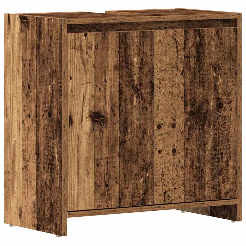 antik fa színű szerelt fa fürdőszobai mosdószekrény 60x33x60 cm