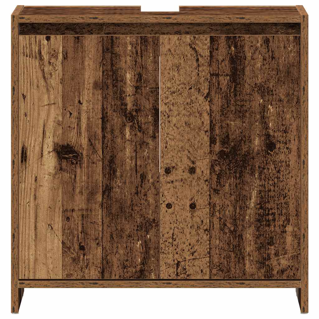 antik fa színű szerelt fa fürdőszobai mosdószekrény 60x33x60 cm