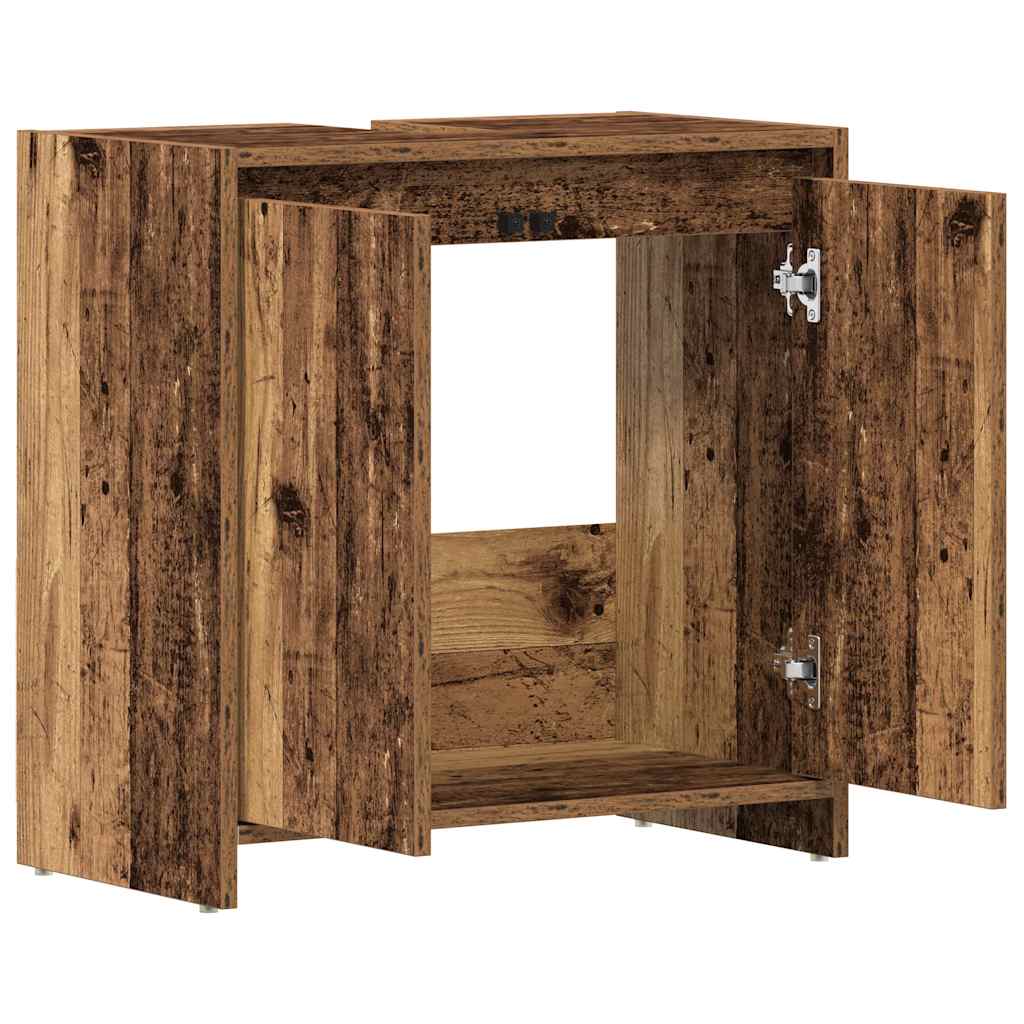 antik fa színű szerelt fa fürdőszobai mosdószekrény 60x33x60 cm
