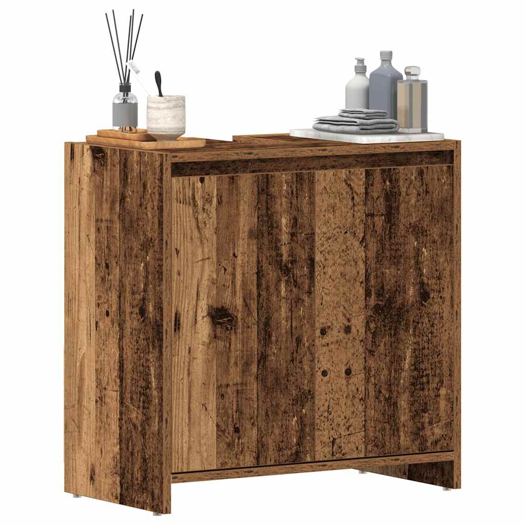 antik fa színű szerelt fa fürdőszobai mosdószekrény 60x33x60 cm