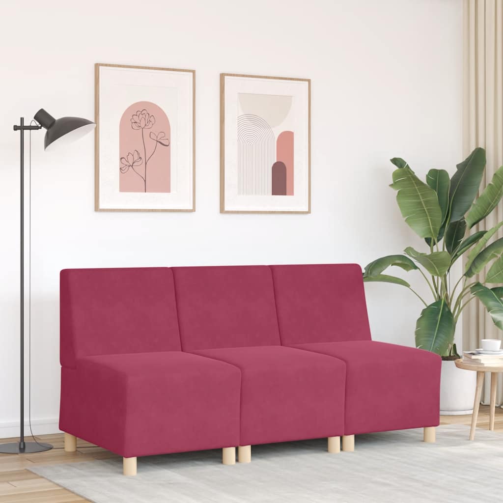 bordó bársony karfa nélküli kanapészék 55 cm