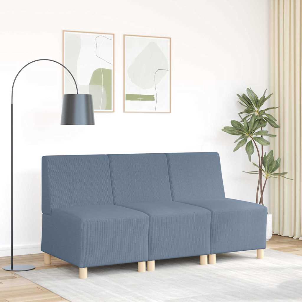 kék kordbársony szövet karfa nélküli kanapészék 55 cm