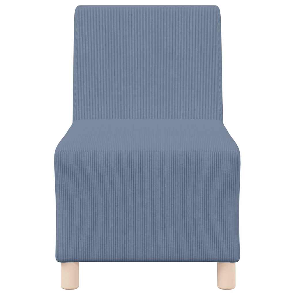 kék kordbársony szövet karfa nélküli kanapészék 55 cm