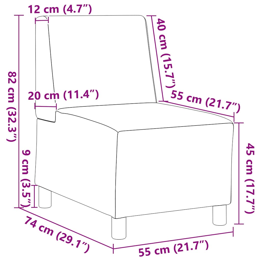 kék kordbársony szövet karfa nélküli kanapészék 55 cm