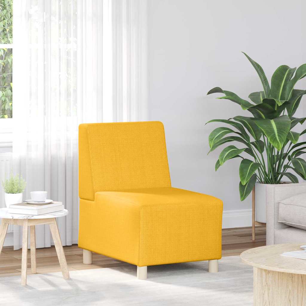 világossárga kordbársony szövet karfa nélküli kanapészék 60 cm