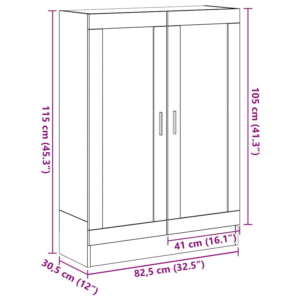 fekete tölgy színű szerelt fa könyvszekrény 82,5x30,5x115 cm