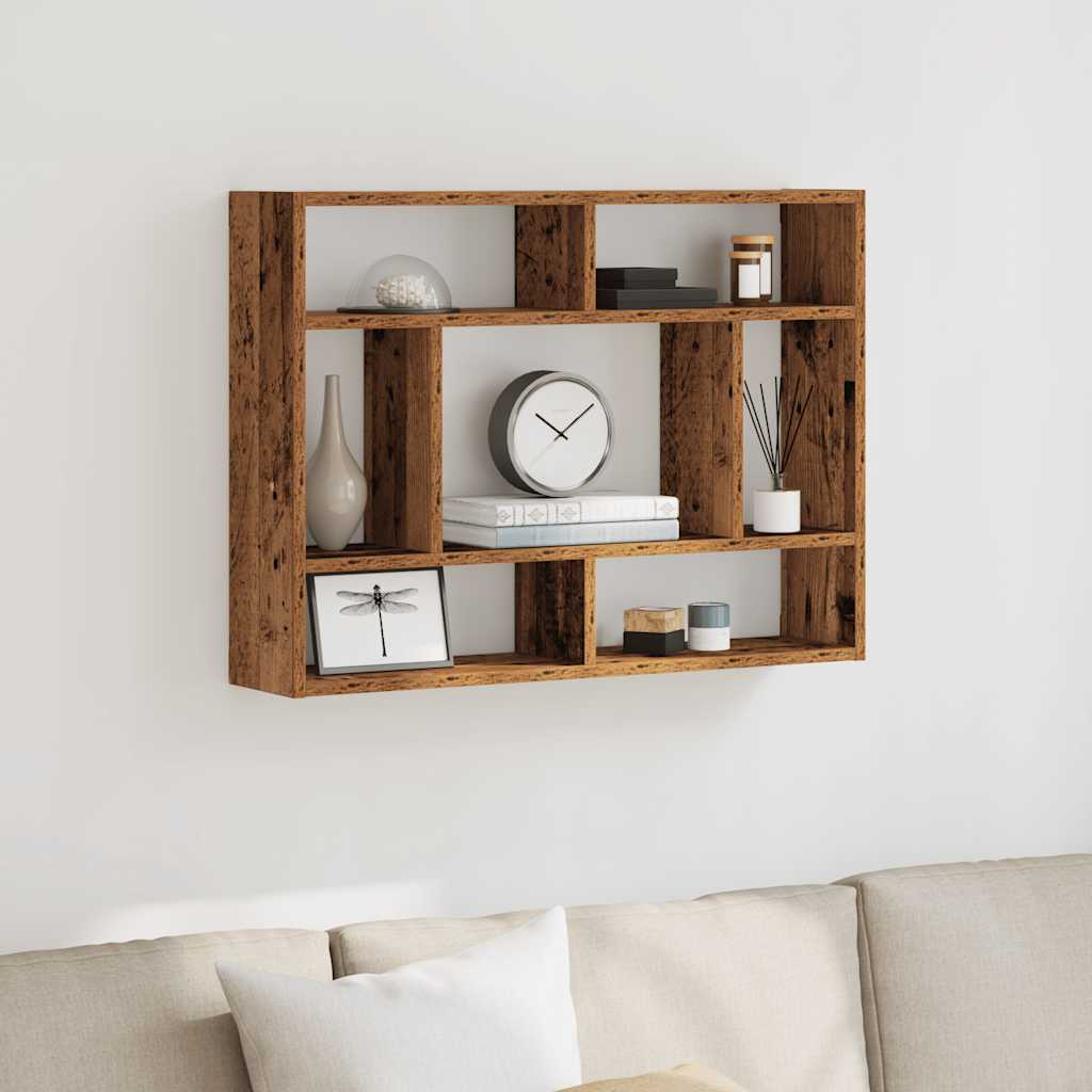 antik fa szerelt fa fali polc 75x16x55 cm