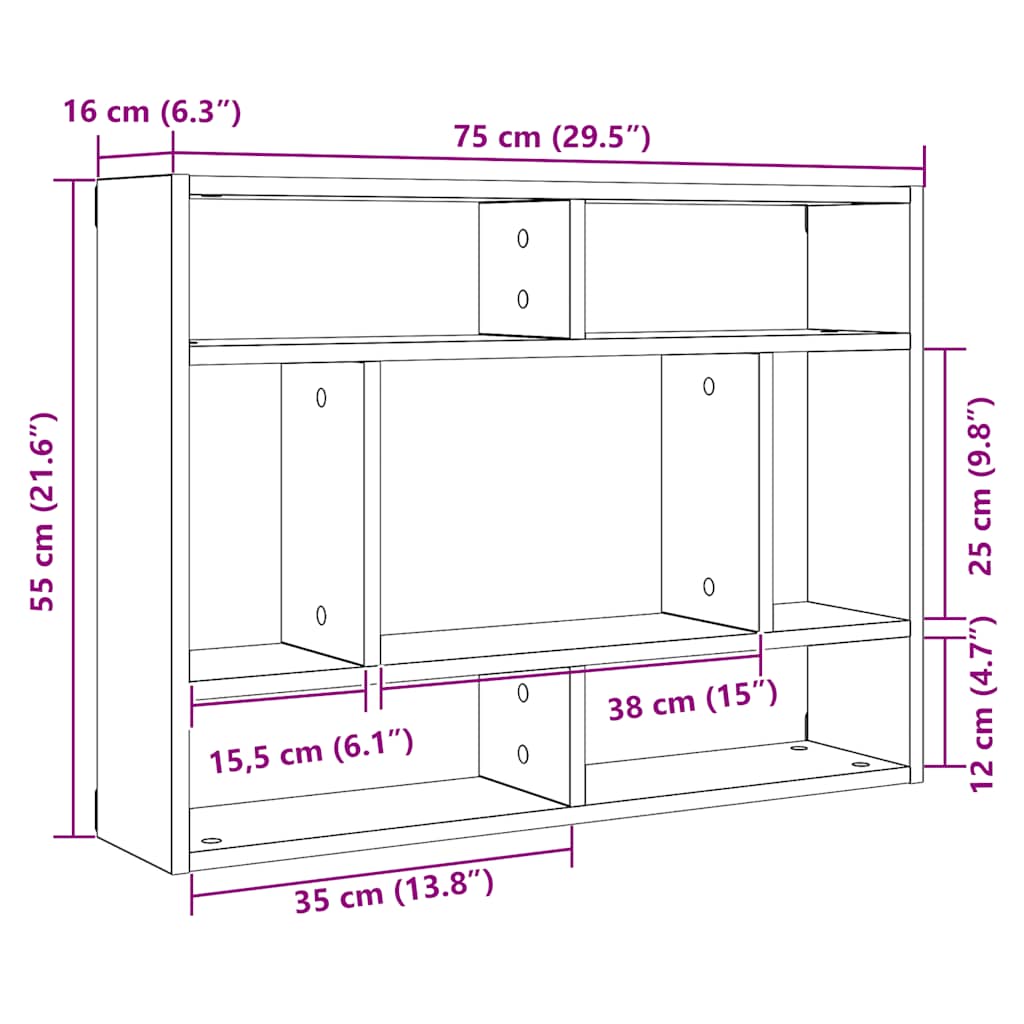 antik fa szerelt fa fali polc 75x16x55 cm