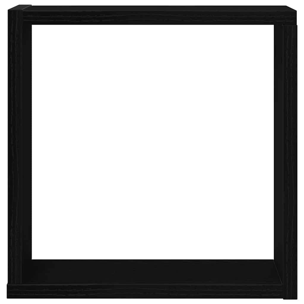 2 db fekete tölgyszínű szerelt fa fali kockapolc 30x15x30 cm