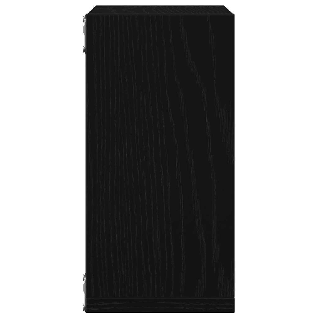 2 db fekete tölgyszínű szerelt fa fali kockapolc 30x15x30 cm