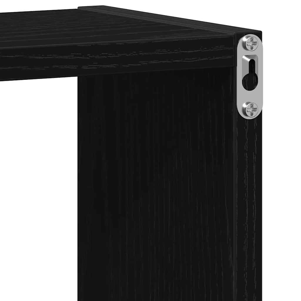 2 db fekete tölgyszínű szerelt fa fali kockapolc 30x15x30 cm