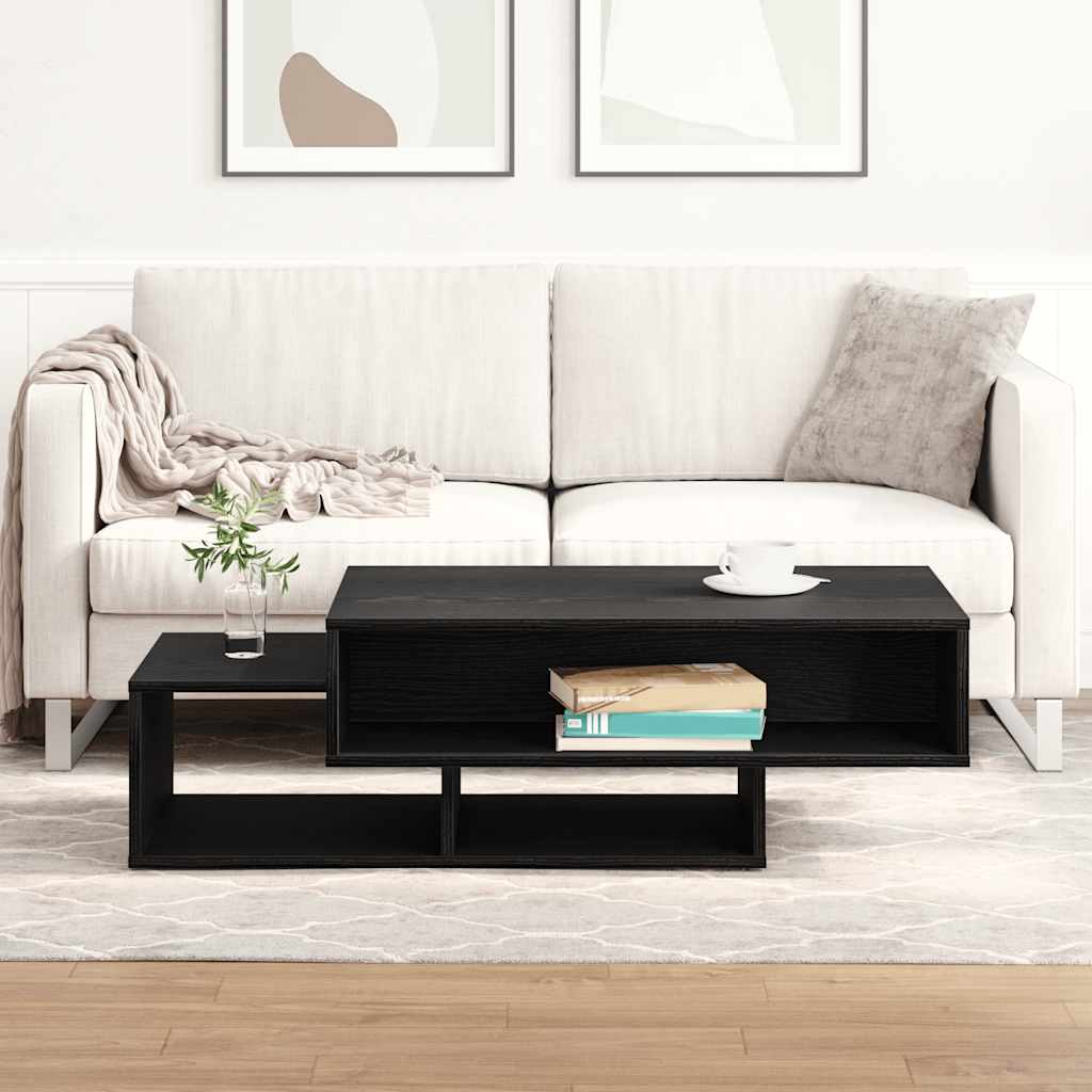 fekete tölgyszínű szerelt fa dohányzóasztal 105x55x32 cm