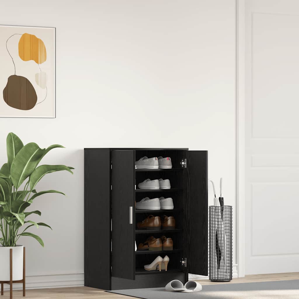 fekete tölgy szerelt fa cipőszekrény 60x35x92 cm