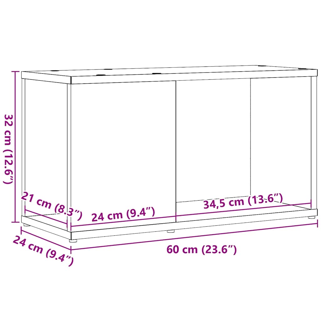 fekete tölgy színű szerelt fa TV-szekrény 60x24x32 cm