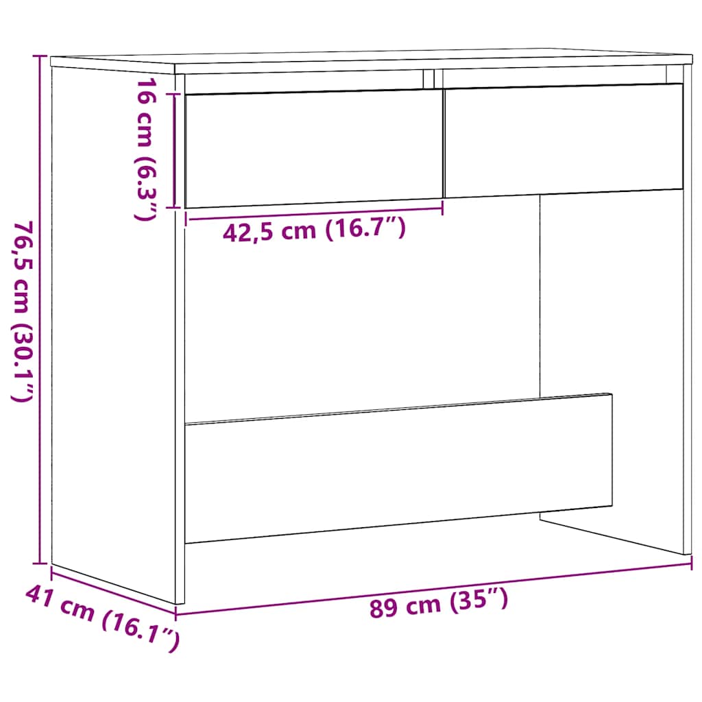 fekete tölgyszínű szerelt fa dohányzóasztal 89x41x76,5 cm