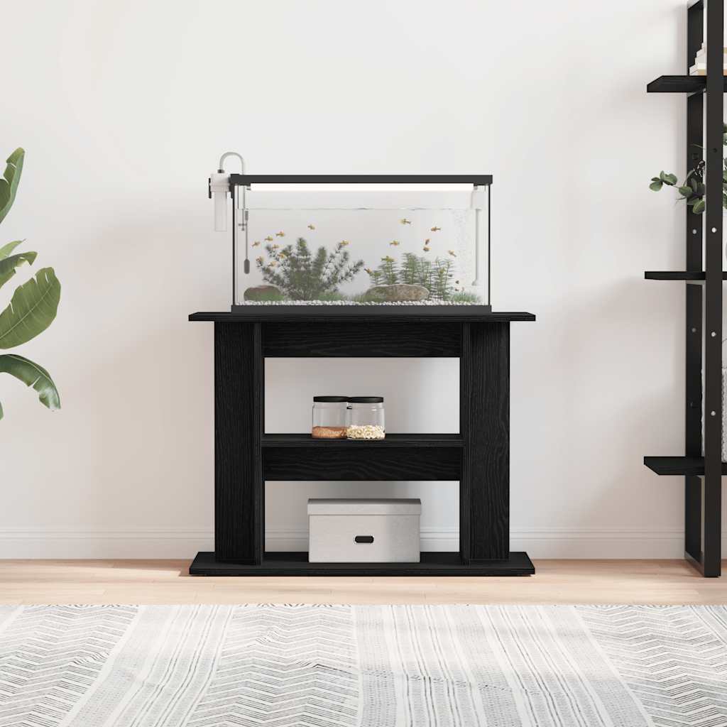 fekete tölgy szerelt fa akváriumi állvány 80x35x60 cm