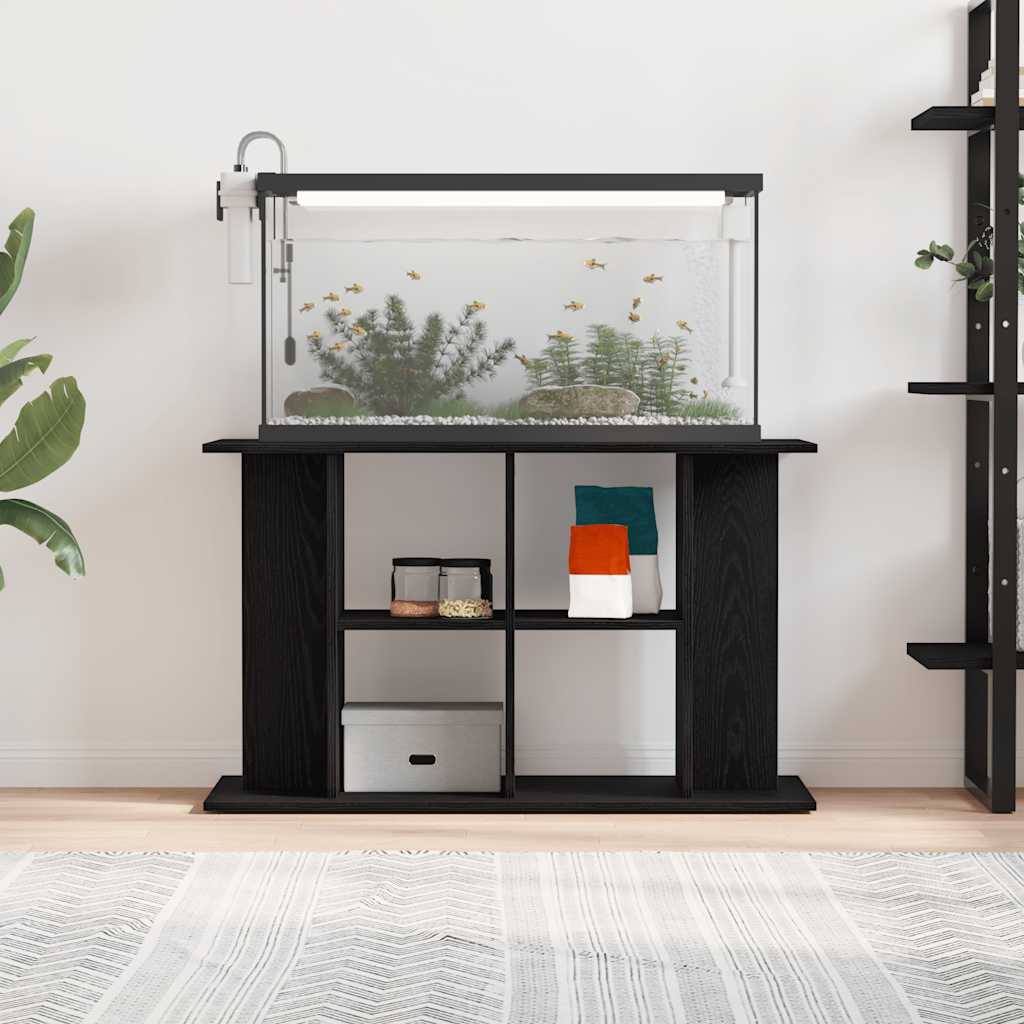 fekete tölgyfa akváriumállvány 100 x 40 x 60 cm rétegelt fából
