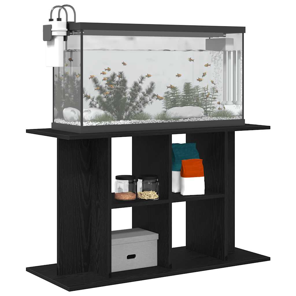 fekete tölgyfa akváriumállvány 100 x 40 x 60 cm rétegelt fából
