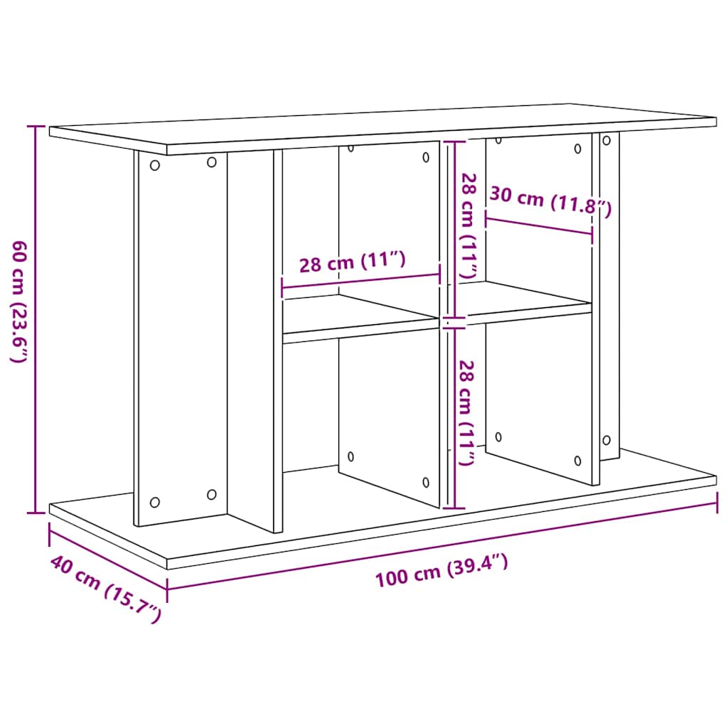 fekete tölgyfa akváriumállvány 100 x 40 x 60 cm rétegelt fából