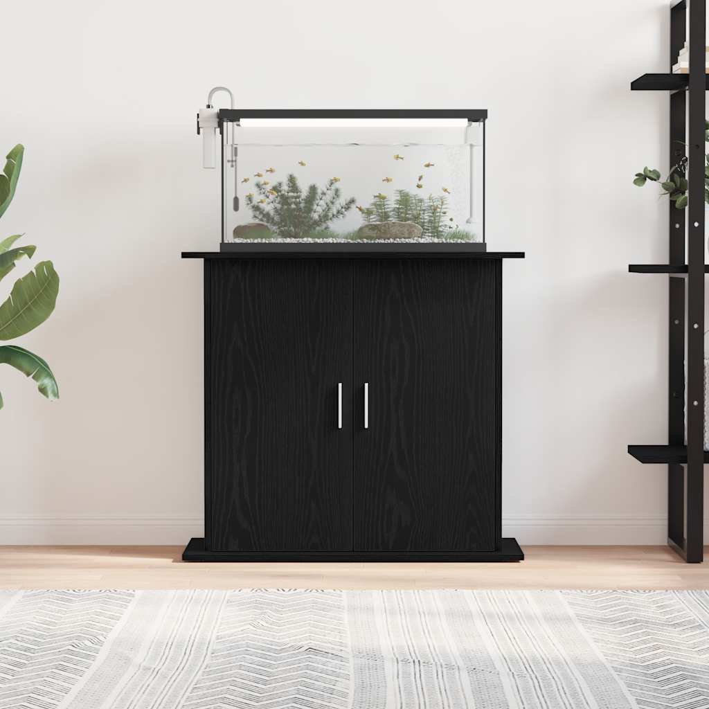 fekete tölgyfa akváriumállvány 81 x 36 x 73 cm