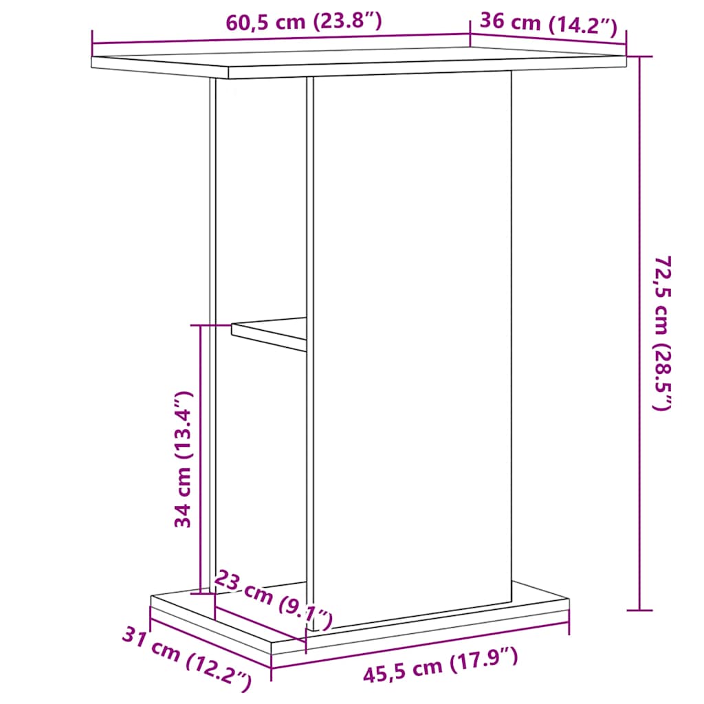 fekete tölgy szerelt fa akváriumi állvány 60,5x36x72,5 cm
